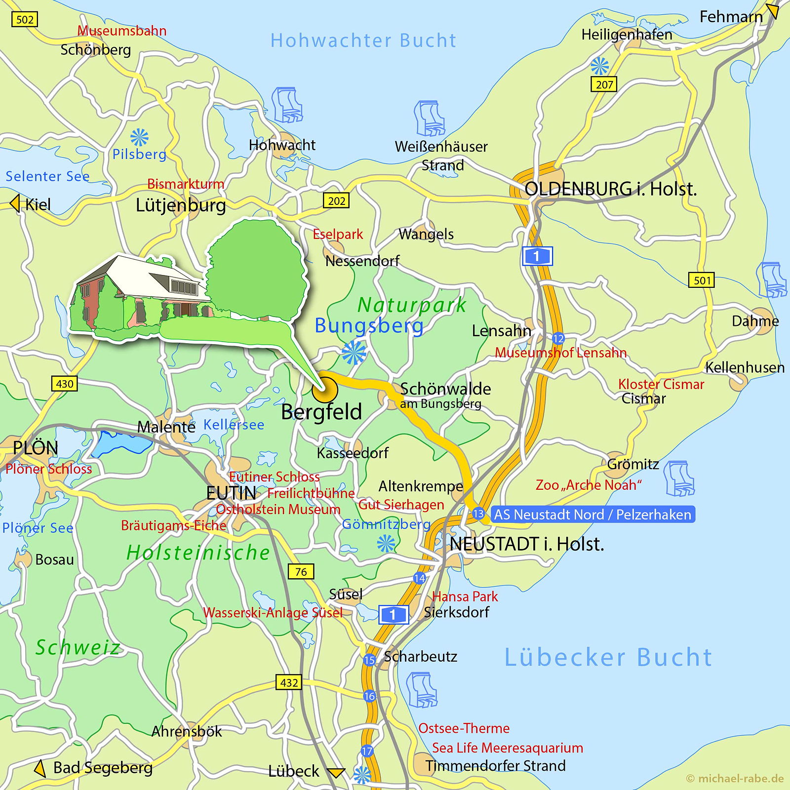 Individuelle Kartenskizze, Anfahrtsskizze, Anfahrtsplan: Ferienhof